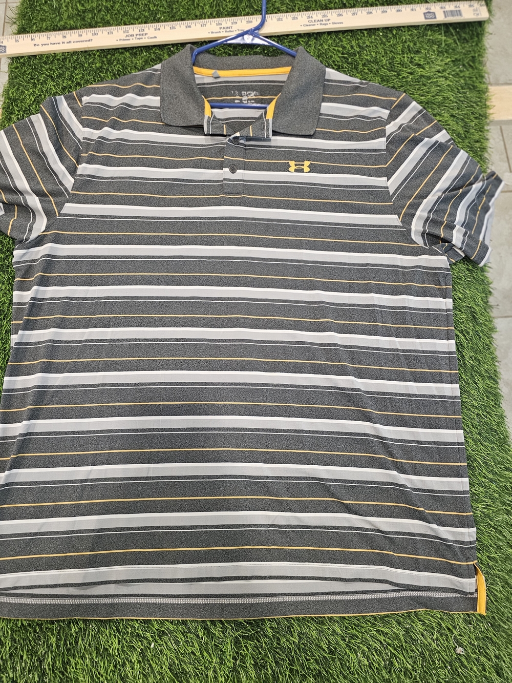 Under Armour Men’s Gray & Yellow Striped Polo Shirt